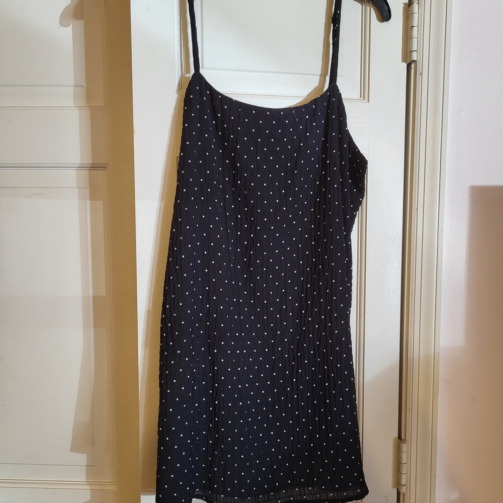Style Rack Midnight Black Midi Dress with White Dots